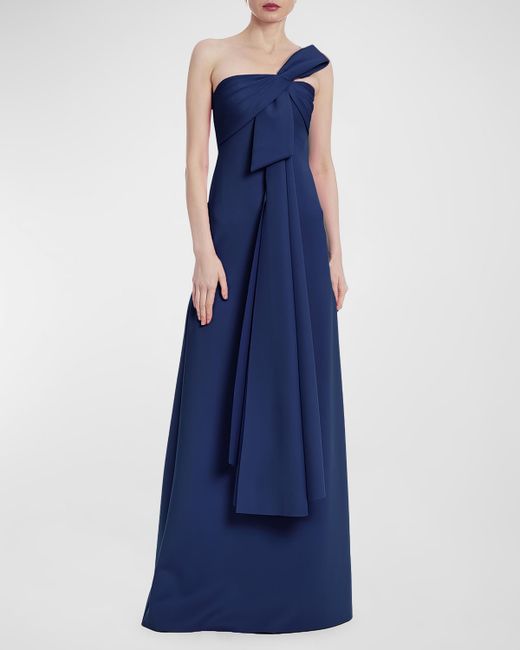 Badgley Mischka Collection Strapless Draped Bow-Front Gown