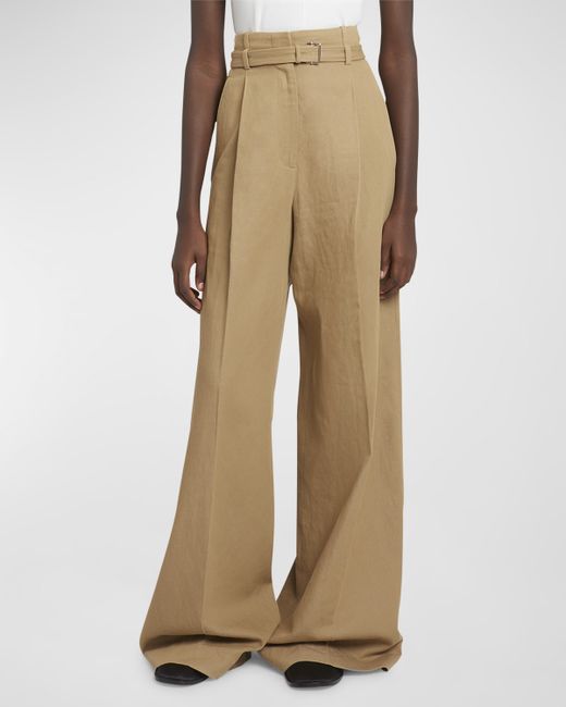 Proenza Schouler Dana Belted Cotton-Blend Suiting Puddle Pants