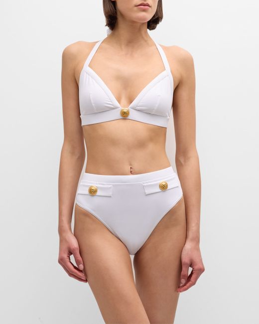 Balmain Embossed Button Two-Piece Swimsuit