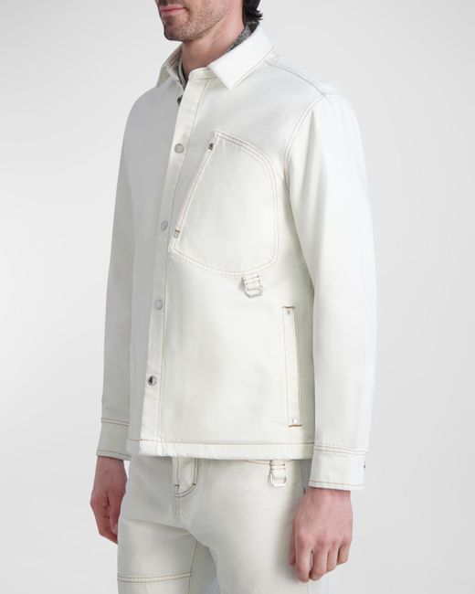 Karl Lagerfeld Paris White Label Denim Overshirt with Patch Pockets