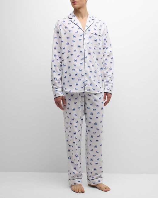 Petite Plume Cotton Horse-Print Long Pajama Set