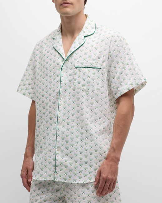 Petite Plume Cotton Tennis-Print Short Pajama Set