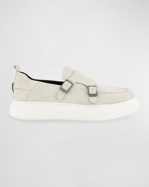 Karl Lagerfeld Sneaker-Sole Suede Double-Monk Loafers