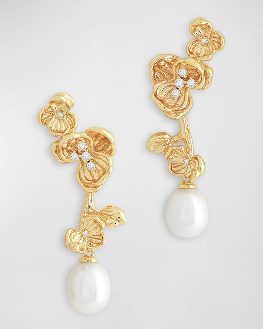 Anabel Aram Jewelry Orchid Pearl Drop Earrings
