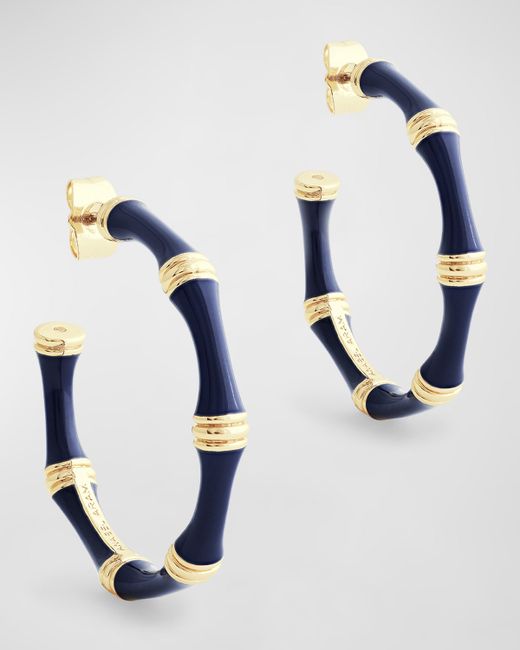 Anabel Aram Jewelry Bamboo Enameled Hoop Earrings
