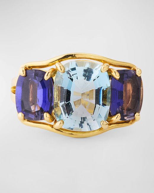 Verdura 18K Gold Aquamarine and Iolite Ring