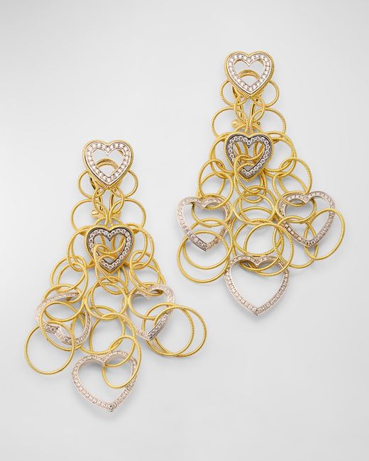 Buccellati Hawaii 18K Pendant Earrings with Diamond Hearts