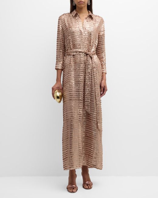 L'agence Cameron Sequined Maxi Shirtdress