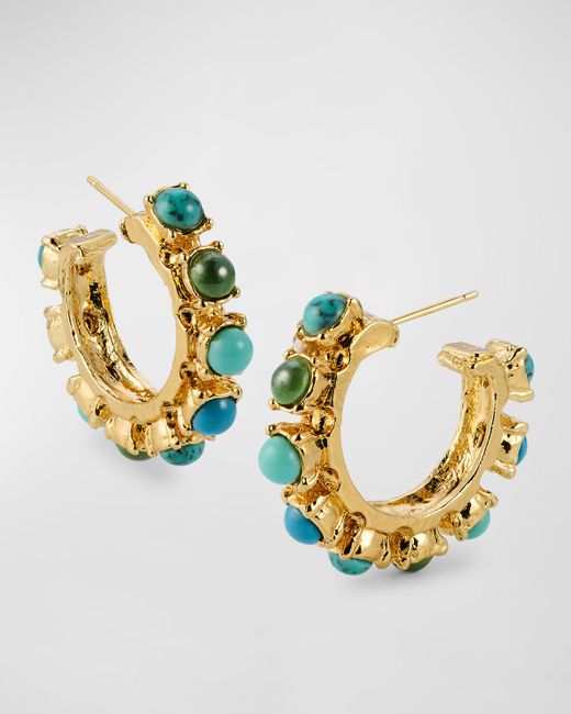 Gas Bijoux 24k Gold-Plated Mixed Stone Hoop Earrings