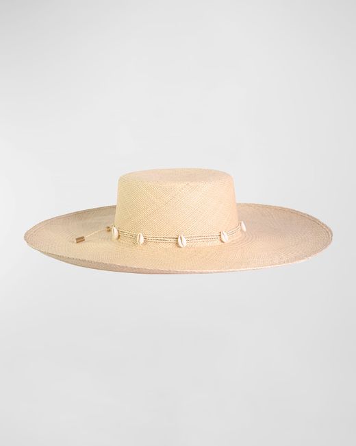 Sensi Studio Cordovan Straw Large Brim Hat With Shells