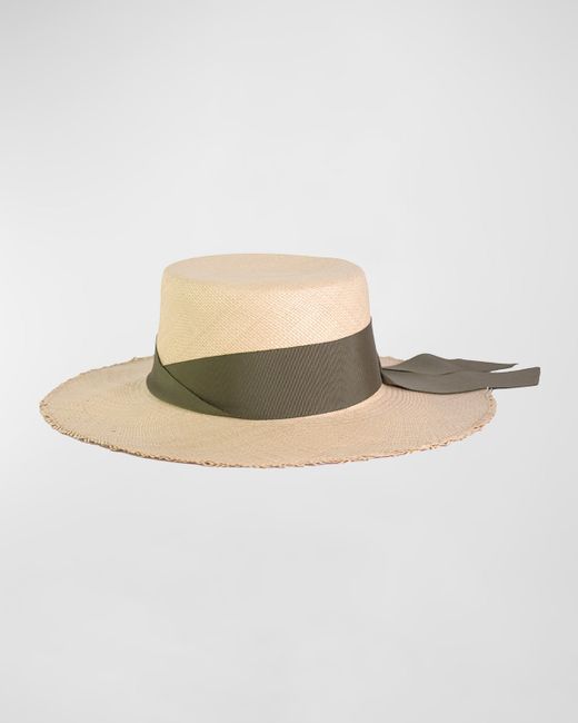 Sensi Studio Frayed Cordovan Straw Large Brim Hat