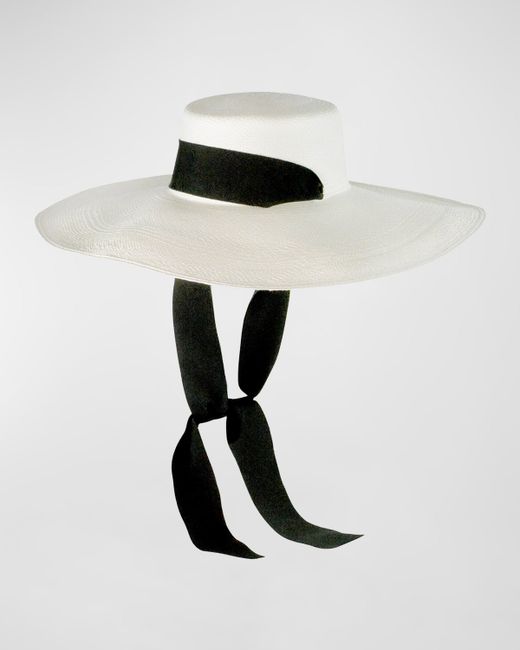 Sensi Studio Cordovan Straw Large Brim Hat With Velvet Band