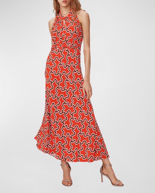 Diane von Furstenberg Nyck Abstract-Print Halter Maxi Dress