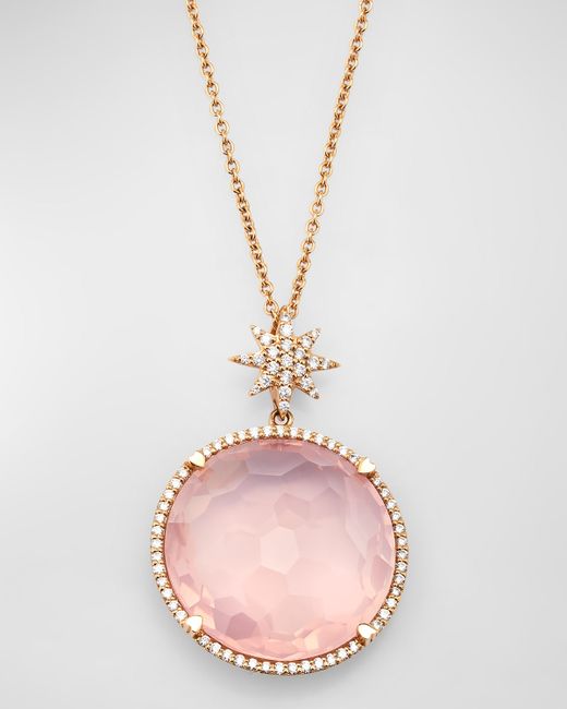 Lisa Nik 18K Rose Gold Round Pendant with North Star Bail and Diamonds