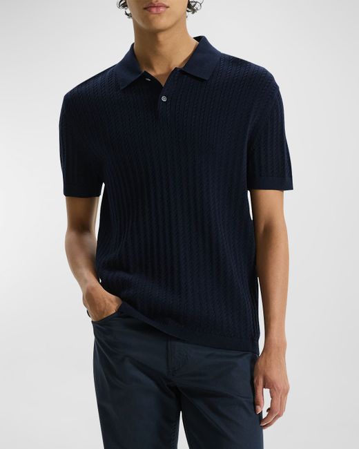 Theory Cable-Knit Polo Sweater