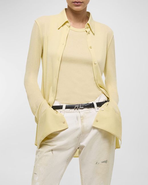 Helmut Lang Button-Front Jersey Shirt