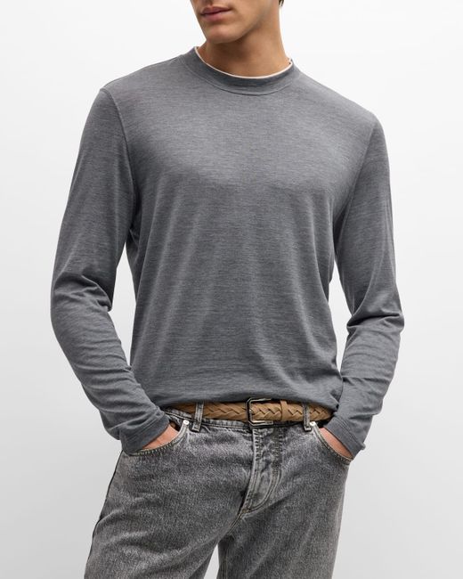 Brunello Cucinelli Silk-Cotton Long Sleeve T-Shirt