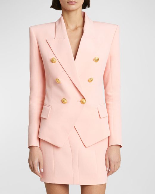 Balmain 6-Button Crepe Double-Breasted Jacket
