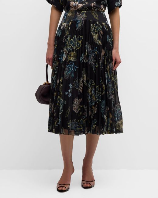 Jason Wu Collection Forest Floral Pleated Chiffon Skirt