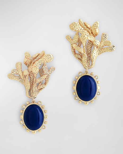 Anabel Aram Jewelry Kelp with Lapis Drop Earrings