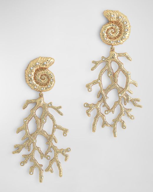 Anabel Aram Jewelry Shell with Coral Drop Earrings