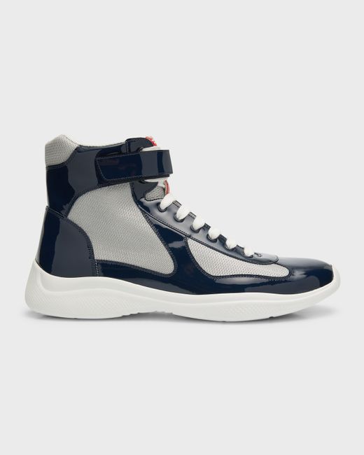 Prada Americas Cup Patent Leather High-Top Sneakers