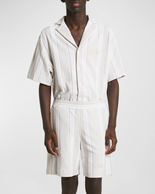 Givenchy Vertical Stripe Cotton Toweling Shorts