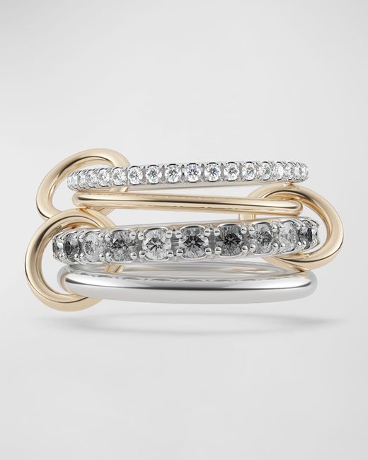 Spinelli Kilcollin Gold and Silver 4-Band Ring with Diamonds