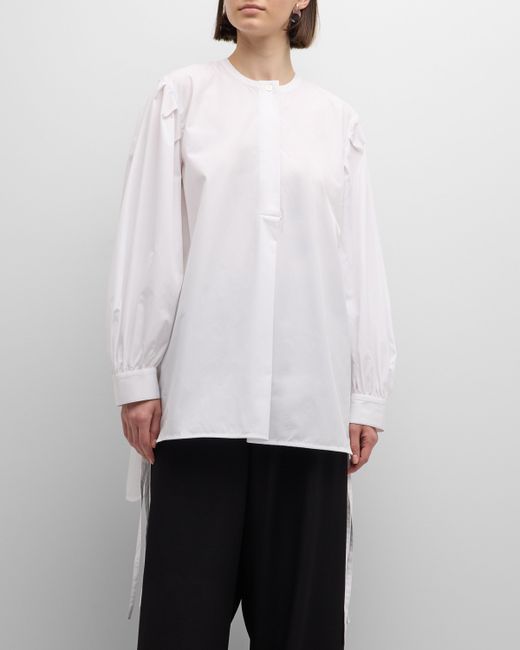 Co Tie-Cuff Long-Sleeve Oversized Cotton Shirt