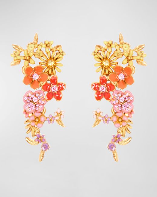 Oscar de la Renta Enamel Flower Drop Earrings