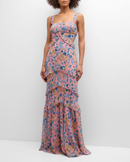 Saloni Chandra Floral Ruffled Gown