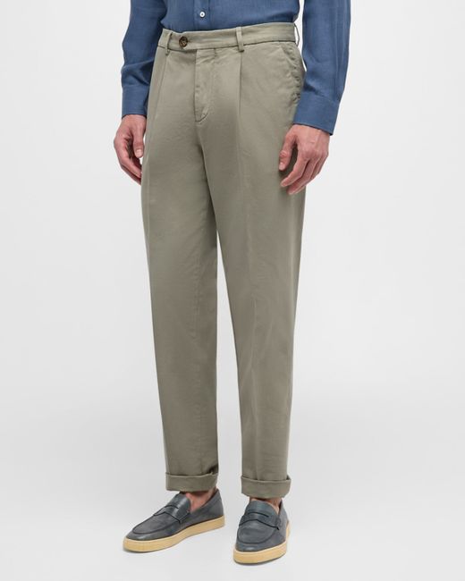 Brunello Cucinelli Single-Pleat Cotton Trousers