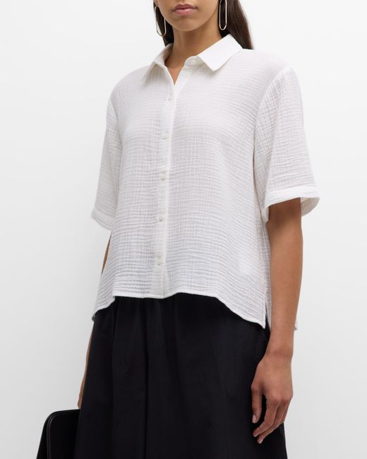 Eileen Fisher Button-Down Organic Cotton Gauze Shirt