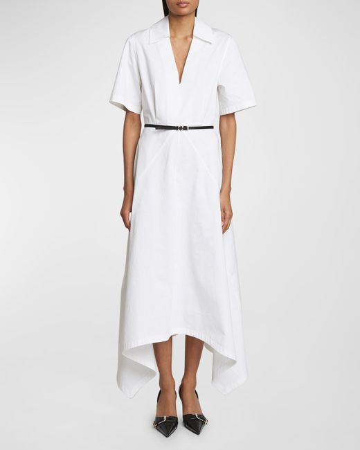 Givenchy Asymmetric Poplin Shirtdress with Belt