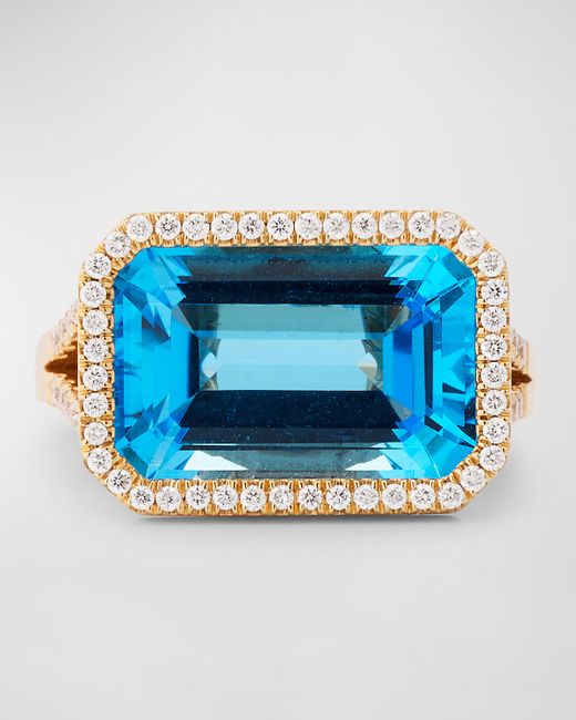Goshwara 18K Gossip East-West Emerald Cut Statement Ring with Diamonds