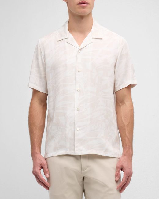 Theory Irving Abstract Palms Camp Shirt