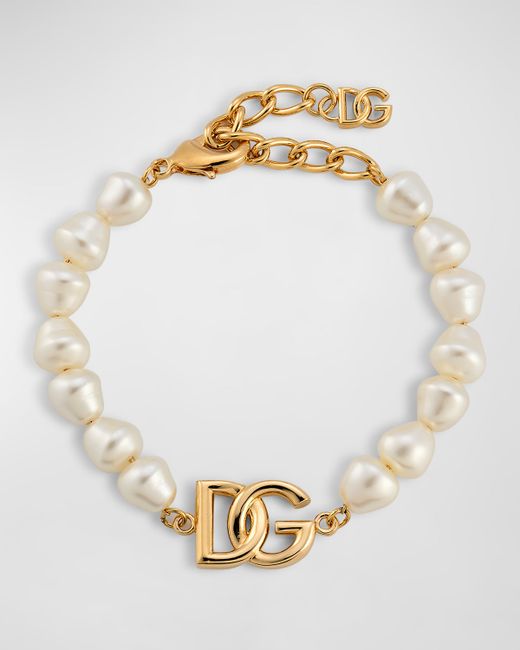 Dolce & Gabbana -Plated DG Logo Bracelet with Pearls