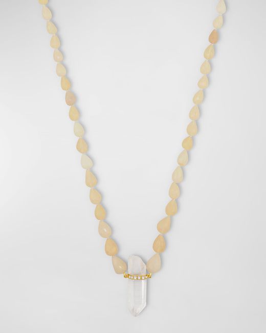 Jia Jia Teardrop Opal and Crystal Quartz Necklace with Diamonds