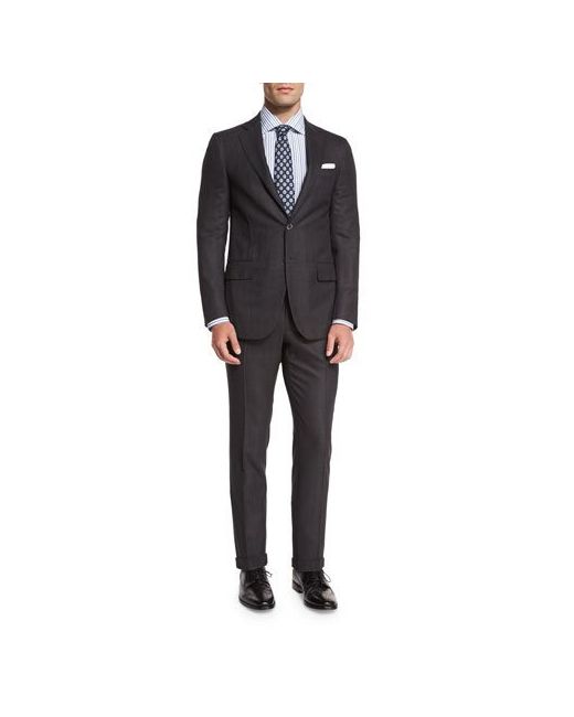 Isaia Super 160s Wool Birdseye-Stripe Two-Piece Suit