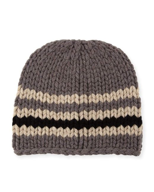 Il Borgo Cashmere Striped Loose-Knit Beanie Hat