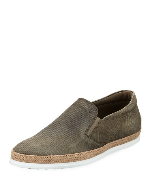 Tod's Distressed Leather Espadrille Loafer