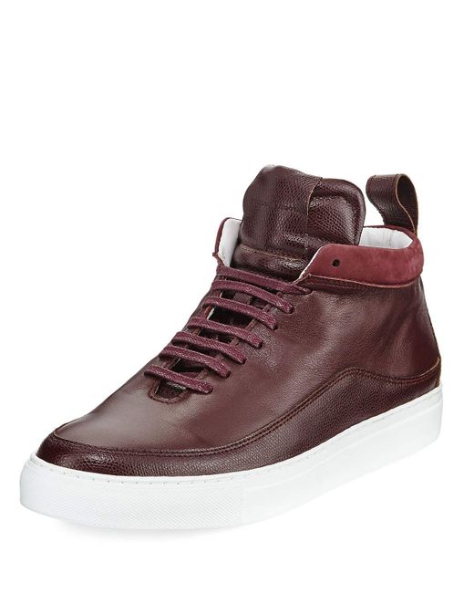 Public School Braeburn Leather High-Top Sneaker Oxblood