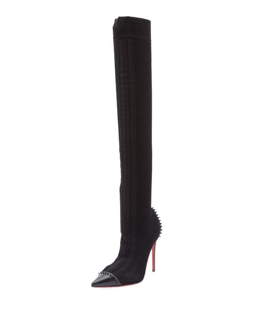 Christian Louboutin Souricette Spiked Tall Sock Sole Boot