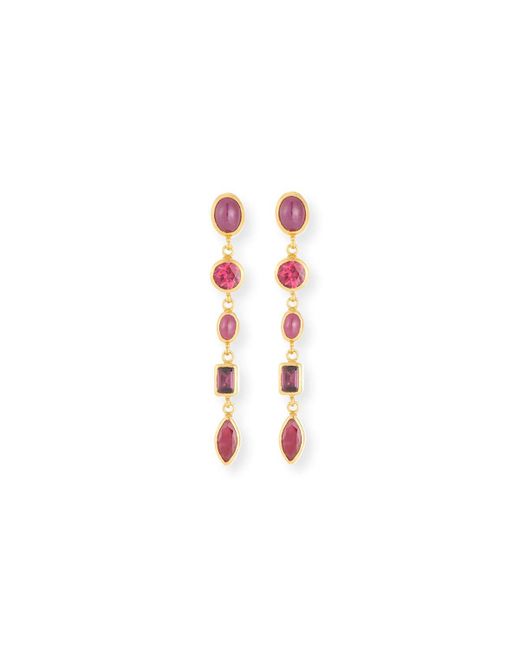Gurhan Ruby Rhodolite Linear Drop Earrings