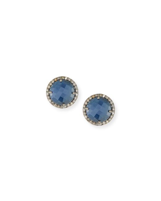 Margo Morrison Faceted Stone Diamond Button Stud Earrings