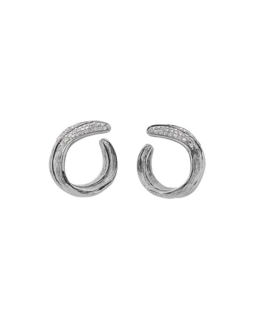 Michael Aram Palm Crescent Earrings w Diamonds