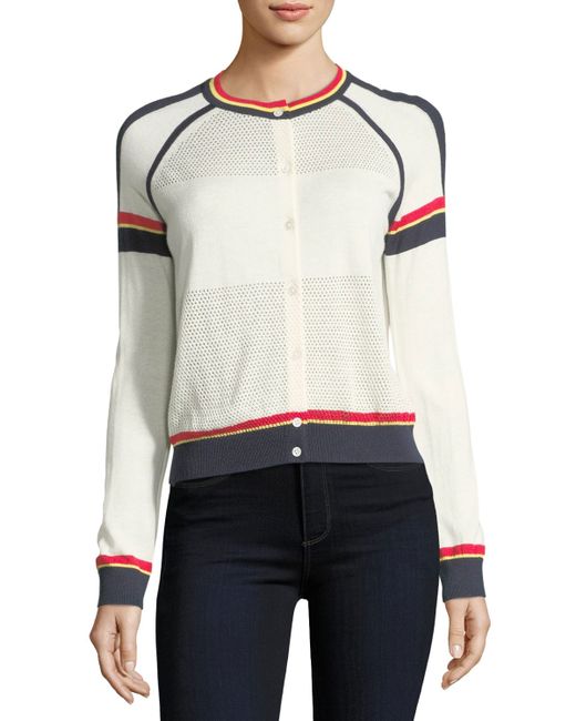 Neiman Marcus Cashmere Collection Cashmere Athletic Striped Cardigan