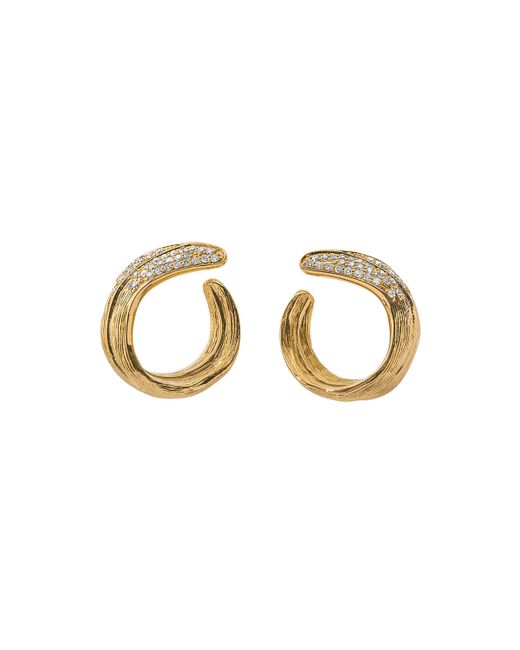 Michael Aram 18k Palm Crescent Earrings w Diamonds