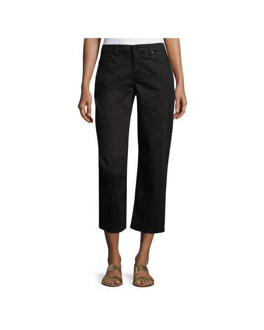 Eileen Fisher Organic Stretch-Cotton Cropped Wide-Leg Jeans