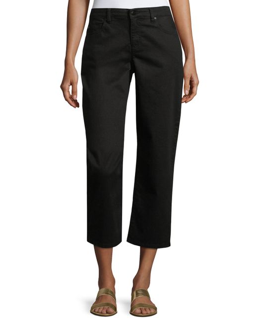 Eileen Fisher Organic Stretch-Cotton Cropped Wide-Leg Jeans